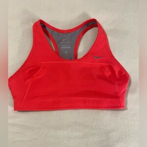 Nike Red Dri-FIT Racerback Sports Bra with Gray Swoosh Small